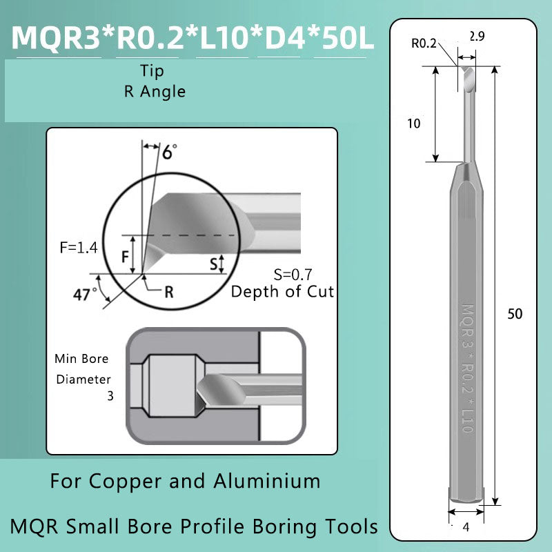 Small Hole Boring Tool Tungsten Steel Alloy MQR CNC Shockproof Inner Hole Boring Bar Micro Small Hole Turning Tool Shandong Denso Pricision Tools Co.,Ltd.
